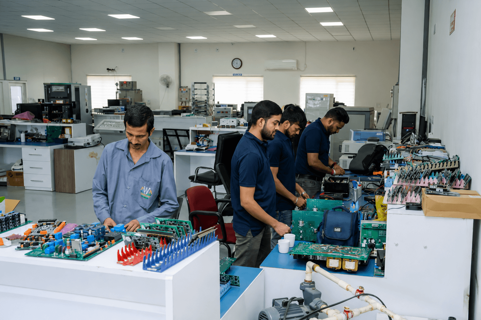 Zenergize engineers assembling and testing PCBs in-house